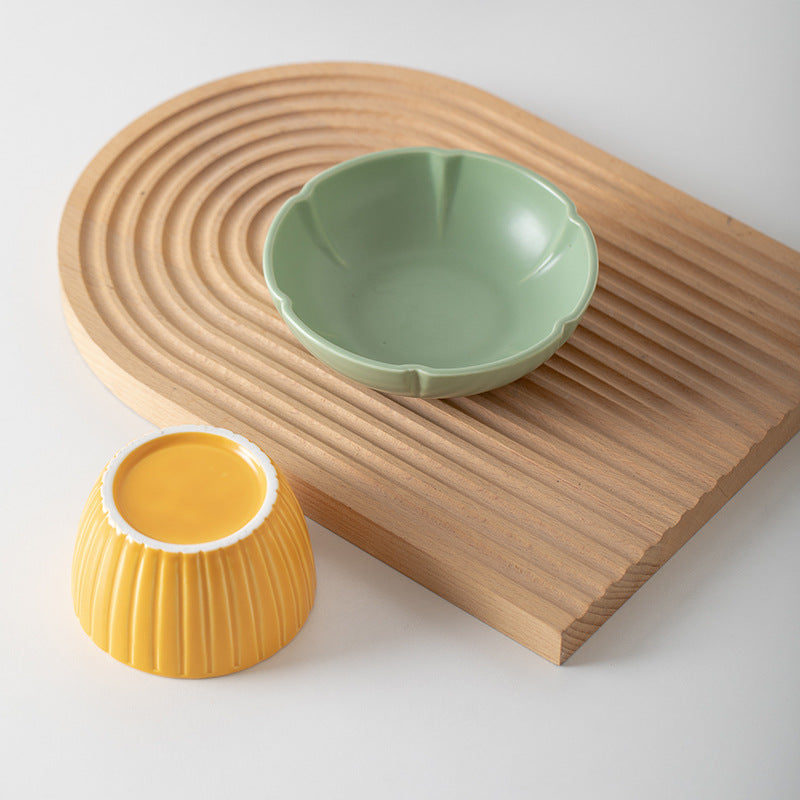 Macaron Color Ceramic Pet Feeding Bowl Set